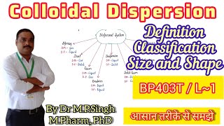 Colloidal Dispersion  Definition  Classification  Physical PharmaceuticsII  BP403T  L1 [upl. by Inerney]