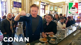 Jordan Schlansky Lectures Conan About Coffee In Naples  CONAN on TBS [upl. by Eli]