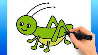 How To Draw A Grasshopper Easy Drawing Tutorial [upl. by Hwu]