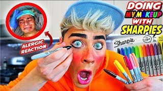 DOING MY MAKEUP WITH SHARPIES permanent markers [upl. by Atilemrac]