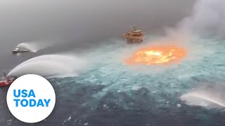 Gas pipeline fire boils underwater in the Gulf of Mexico  USA TODAY [upl. by Anirrak]